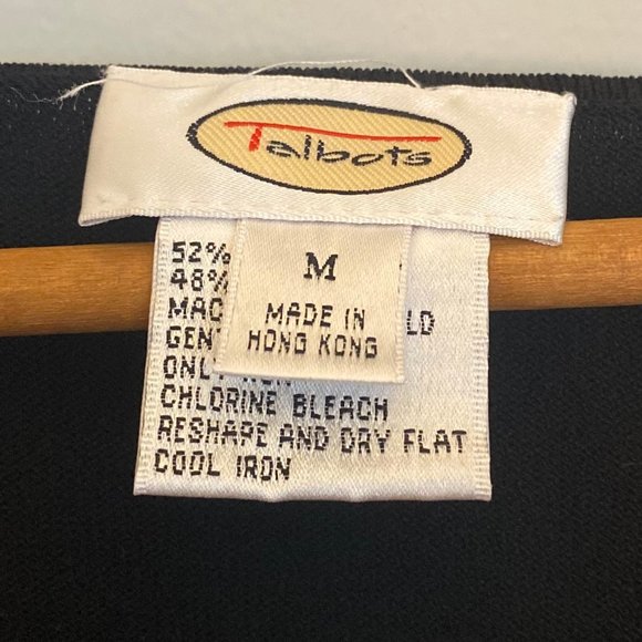 Talbots Knit Black Square Neck 3/4 Sleeve Top - Picture 3 of 4